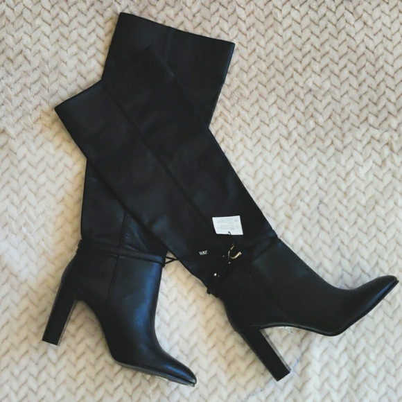 Zara 100% Leather High-Heel Over-the-Knee Boots - Picture 3 of 7